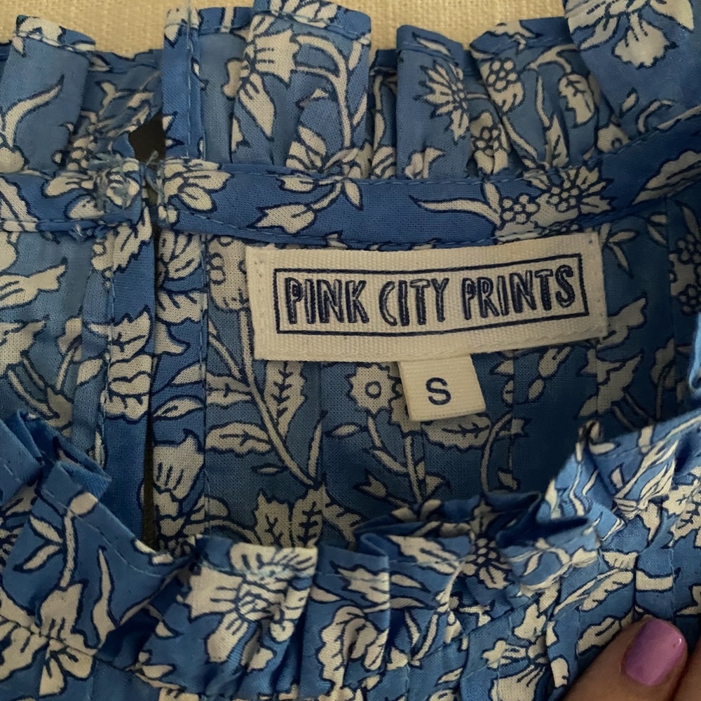 Pink City Prints blue/white floral dress - Picture 2 of 3